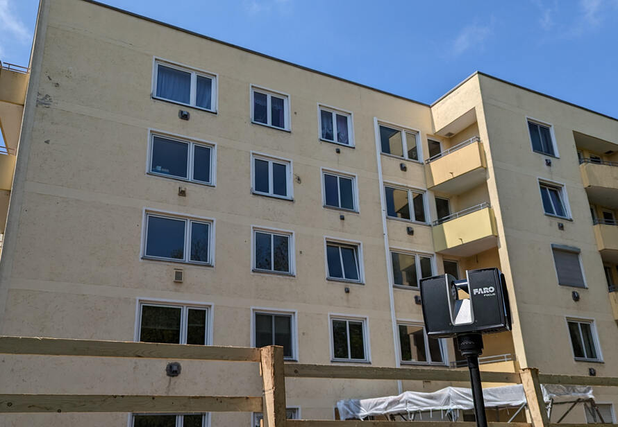 3D Scan eines Mehrfamilienhauses in München