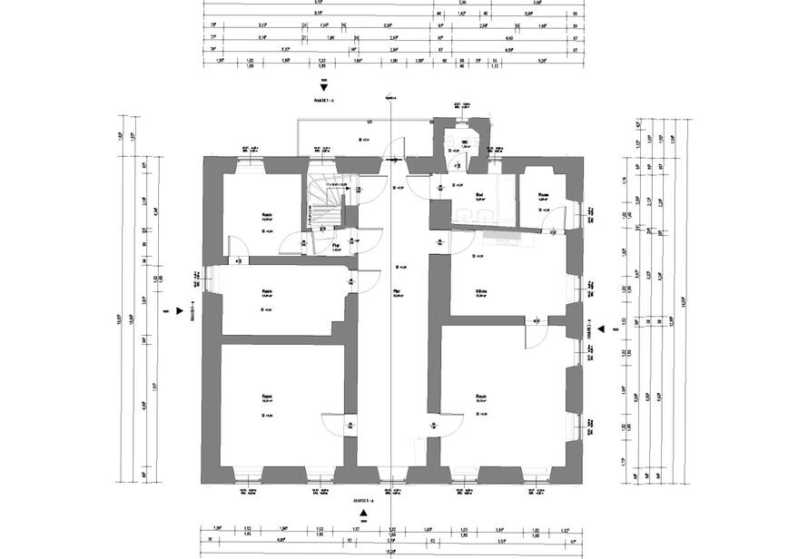 Exakter 2D Grundriss eines Bestandsgebäudes aus einer Punktwolke, ideal für Umbau, Sanierung und Genehmigungsplanung.