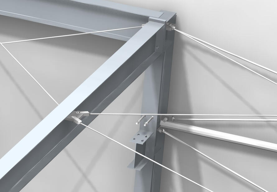 3D BIM Modell einer Stahlhalle mit detaillierter Darstellung der Stahlkonstruktion als Grundlage für präzise Planung und Umbau.