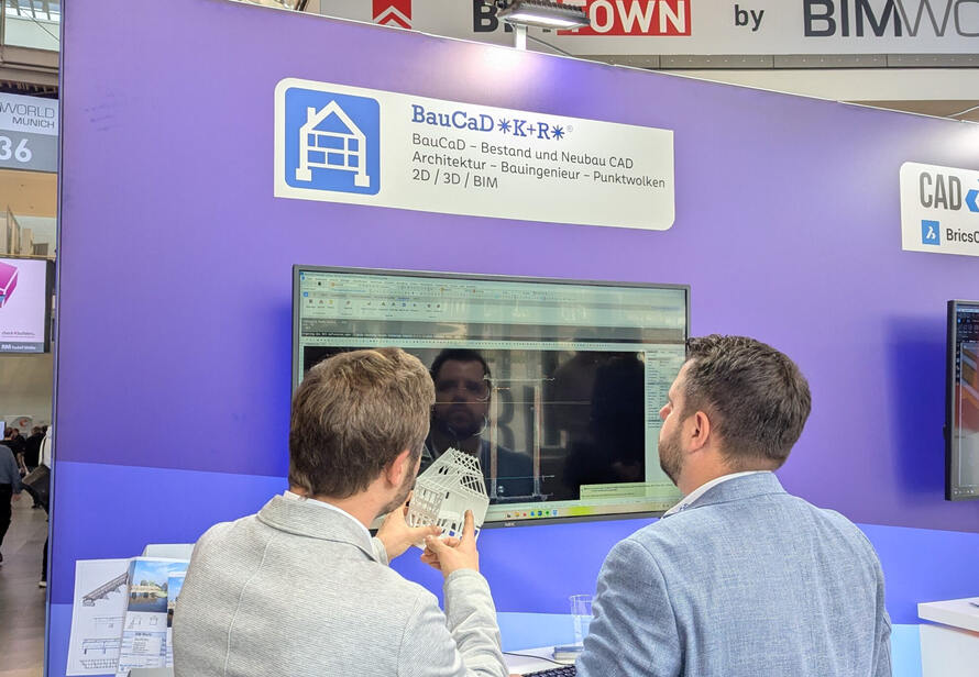 BIM World München 2024. Einblicke in BauCaD Software und die Verarbeitung von Punktwolken für digitale Bauplanung.