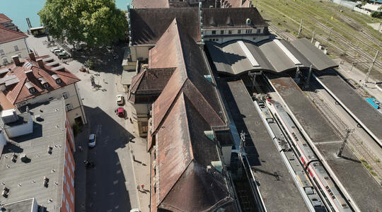 Dachvermessung am Bahnhof Lindau mit moderner Drohnentechnik