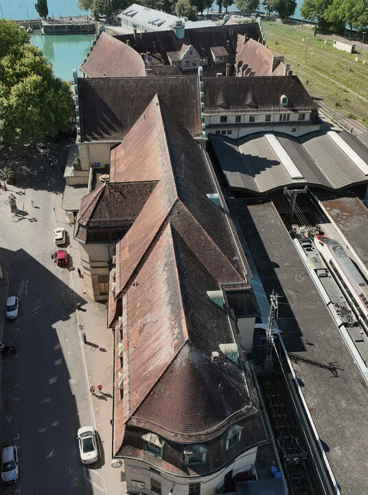 Dachvermessung am Bahnhof Lindau mit moderner Drohnentechnik