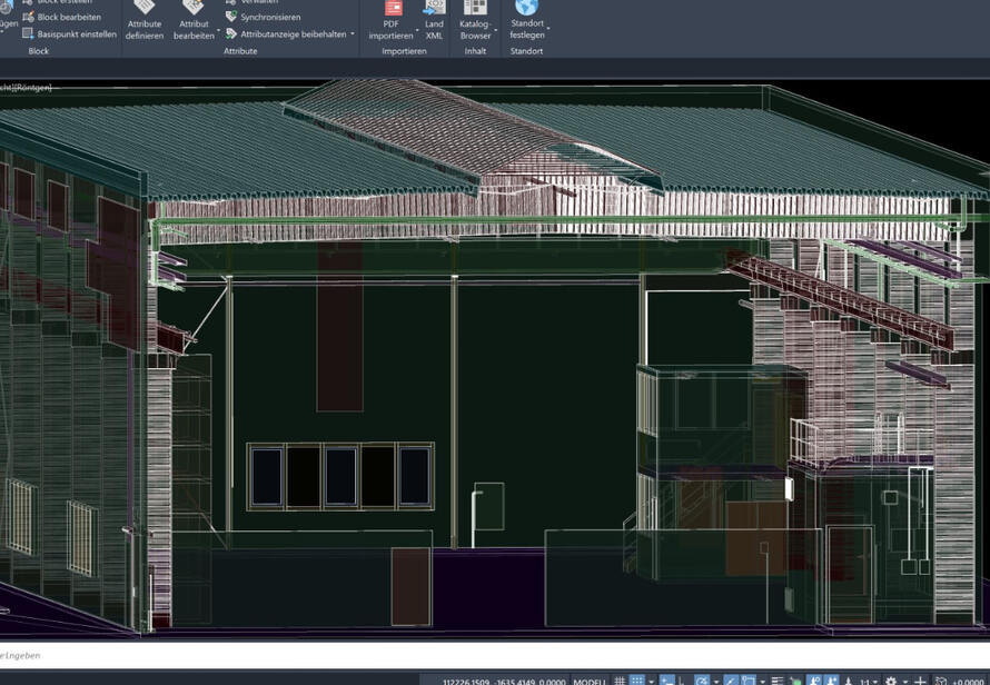 Industriehalle als 3D Modell in AutoCAD