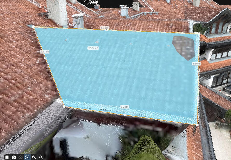 Beispiel einer Vermassung einer Drohnenvermessung im online Viewer
